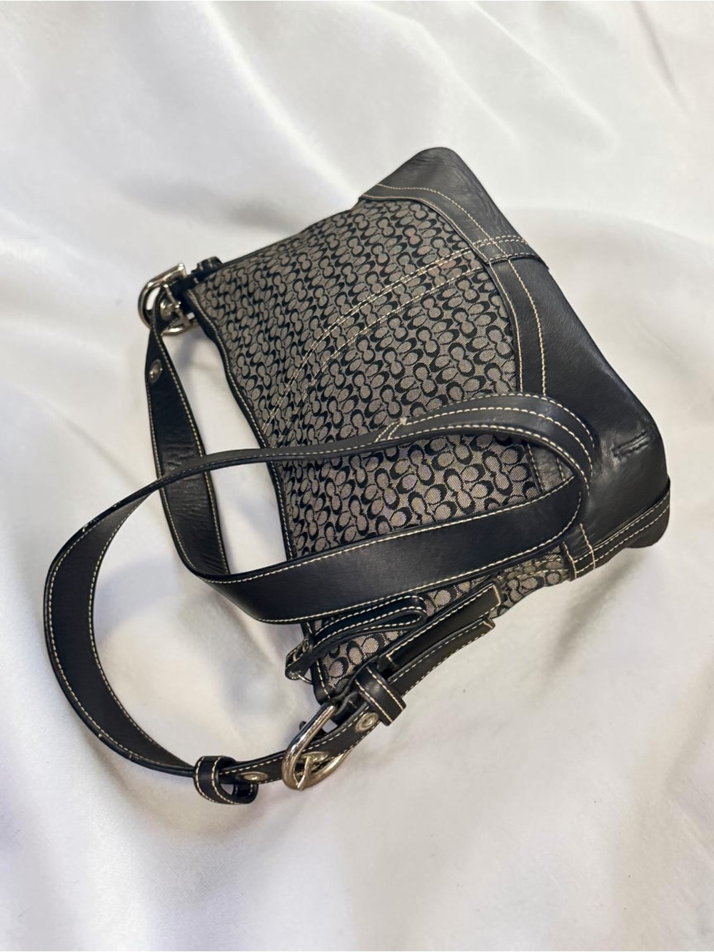 Coach Black/Gray Signature C Monogram Y2K Jacquard Soho Hobo Shoulder Bag - Picture 11 of 16